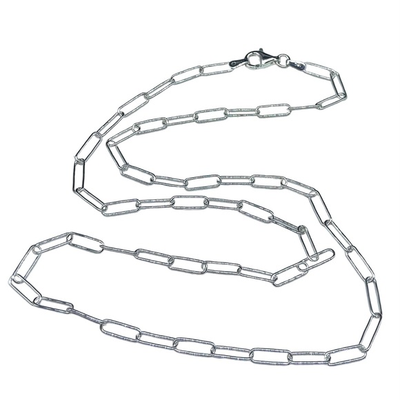 18” Sterling Silver Paperclip Chain Link Necklace Solid 925 Italy Paper Clip - Picture 8 of 9